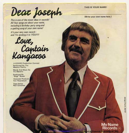 Captain Kangaroo Name Record "Joseph" Back Cover