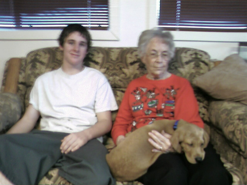 Mike, Grandma and new dog Toby
