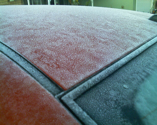 Frost on my car in Moorpark