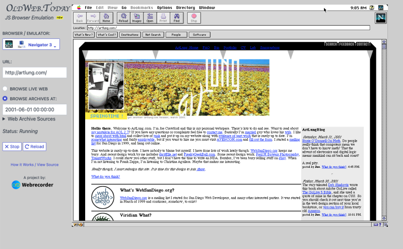 screenshot of website in Netscape 3 on Mac